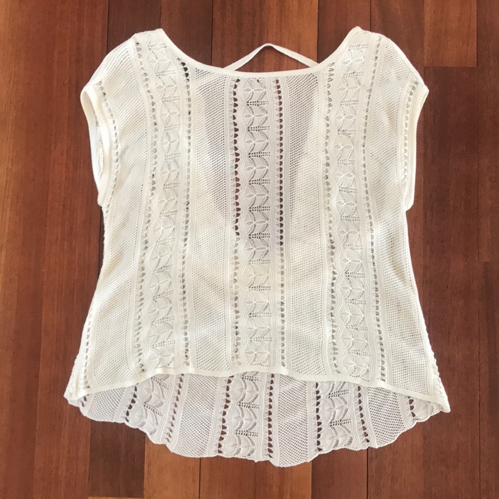 White knit summer blouse